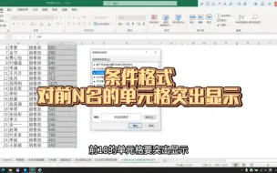 Download Video: EXCEL条件格式对排名前N名的单元格突出显示