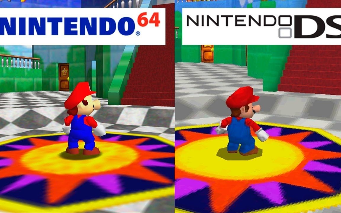 [图]超级马里奥64 N64 VS NDS 画面对比！