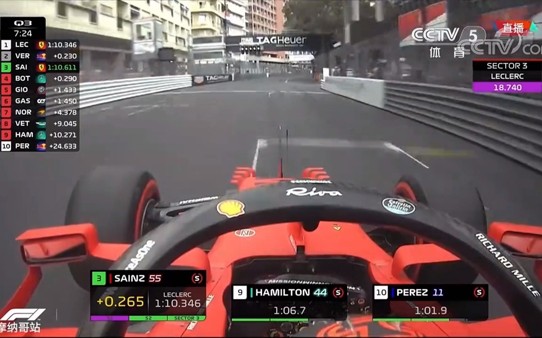 2021 F1摩纳哥大奖赛,排位赛Q3央视直播画面哔哩哔哩bilibili