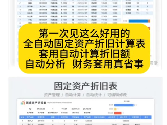 第一次见这么好用的全自动固定资产折旧计算表(带公式),套用自动计算折旧额,自动分析,财务套用真省事哔哩哔哩bilibili