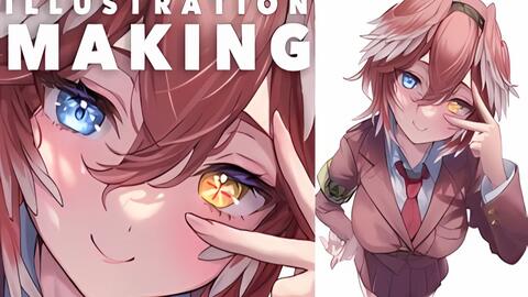 イラストメイキング 解説付き 湊あくあちゃん Illustration Making Speed Painting 哔哩哔哩 Bilibili