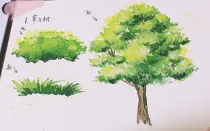 Video herunterladen: 【水彩】一起来画简单的草和树吧—新手向