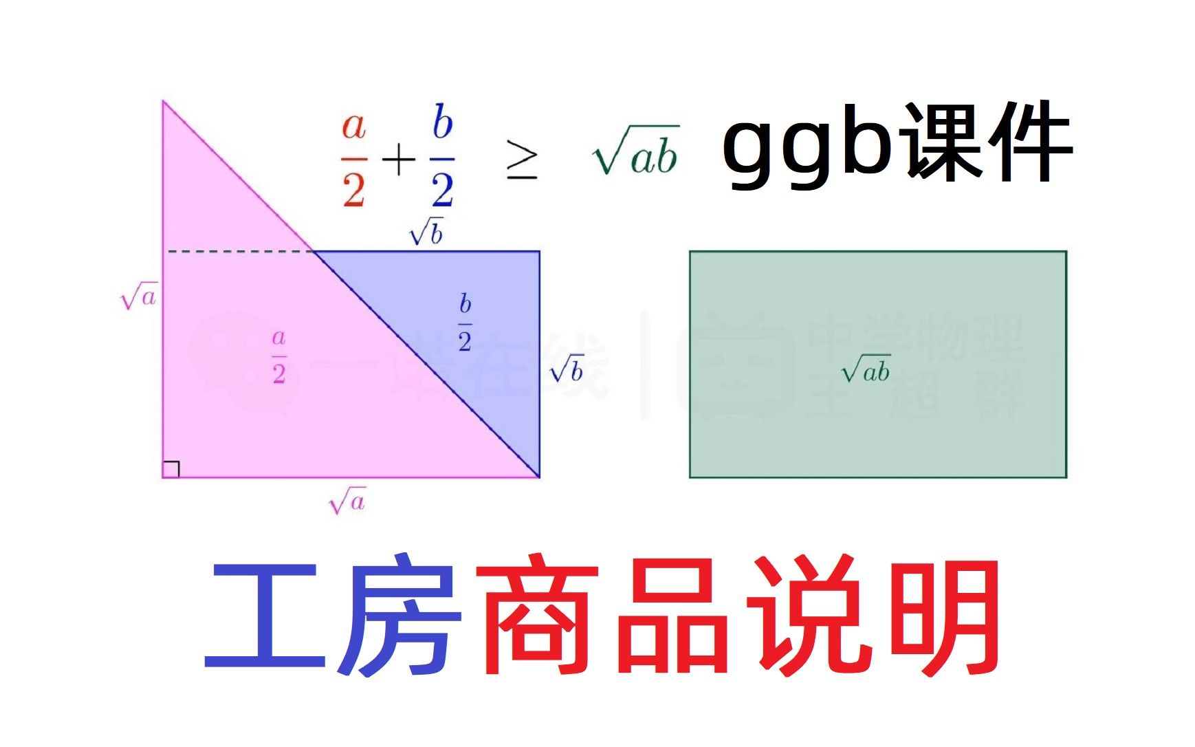 【中学物理王超群】【ggb课件】构造等腰三角形证明均值不等式(的其中一部分,算术平均不小于几何平均)哔哩哔哩bilibili