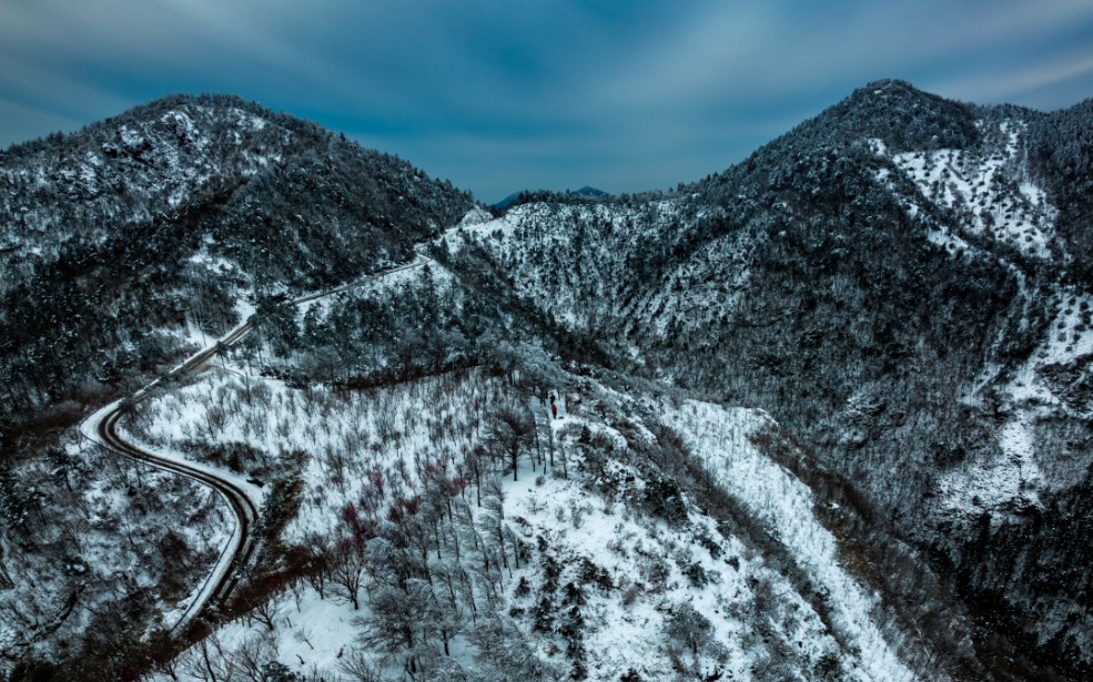 寧波四明山雪景航拍c4k