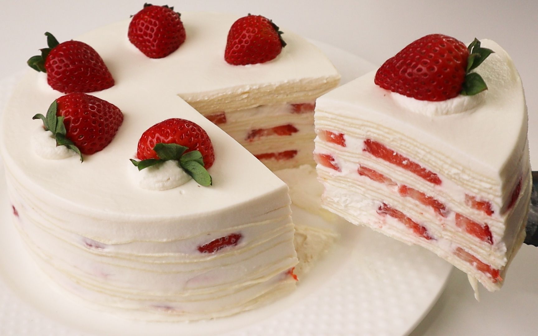 草莓千层蛋糕唯美图片高清桌面壁纸 -桌面天下（Desktx.com）