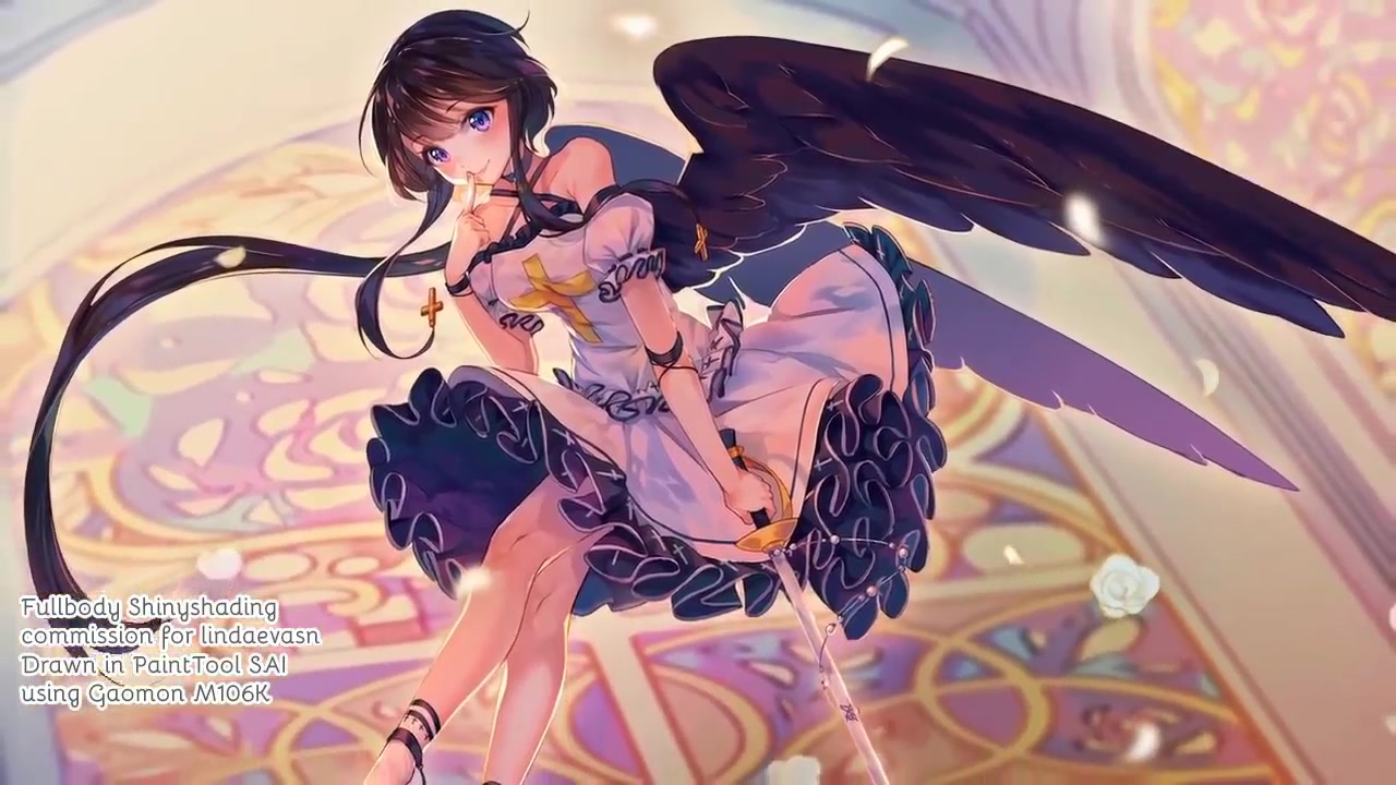 这个天使小姐姐又可爱又帅气看看绘制过程吧要是另一只翅膀也细画下那