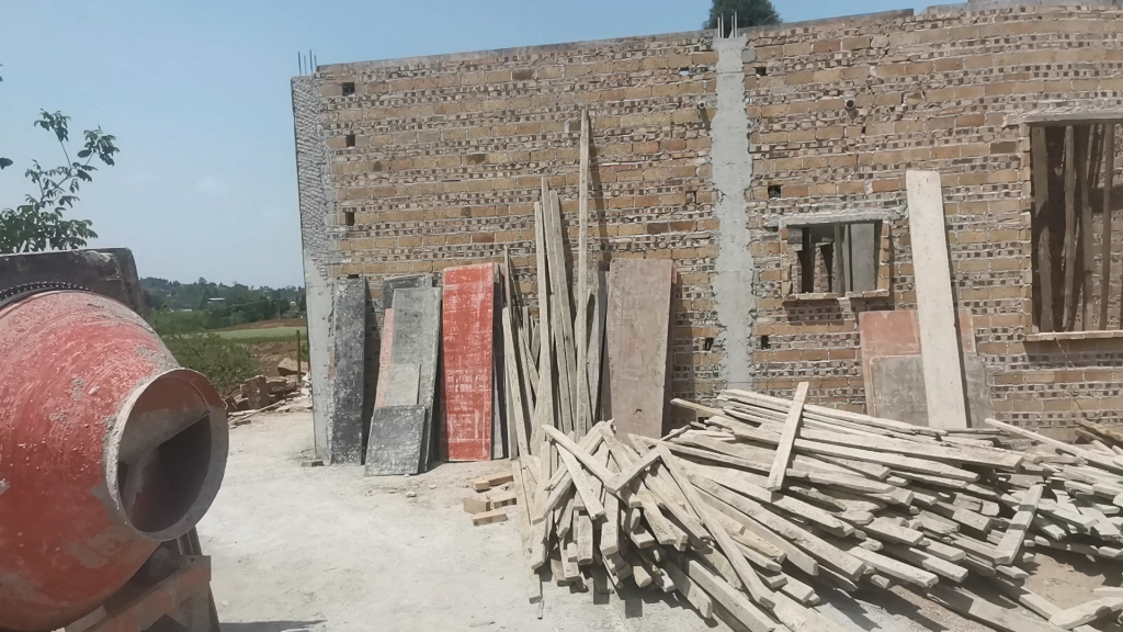 一层农村自建房施工现场