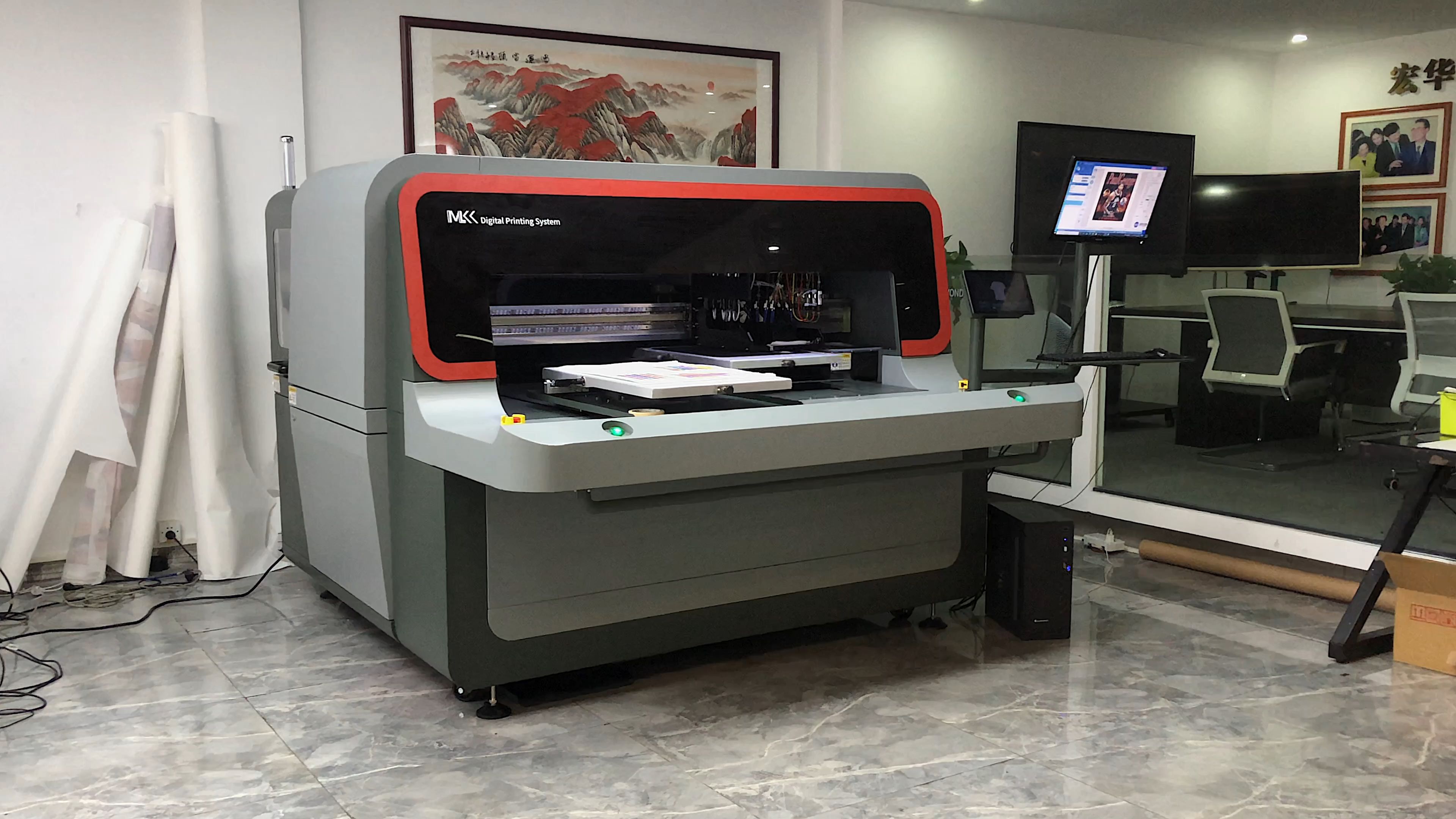 明亮康x7工业白墨直喷印花机单轨视频