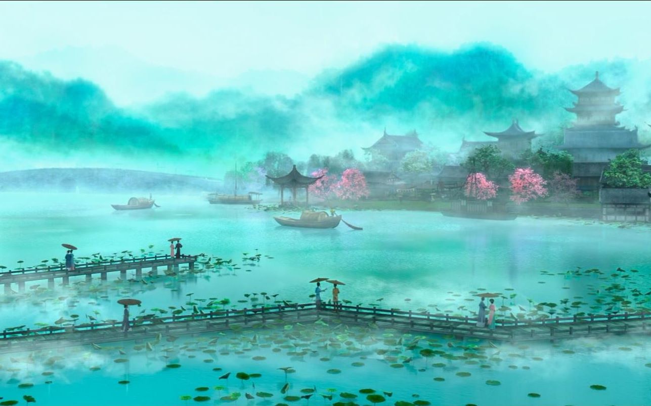 烟雨江南国漫多素材一曲烟雨行舟带你体味国漫之美
