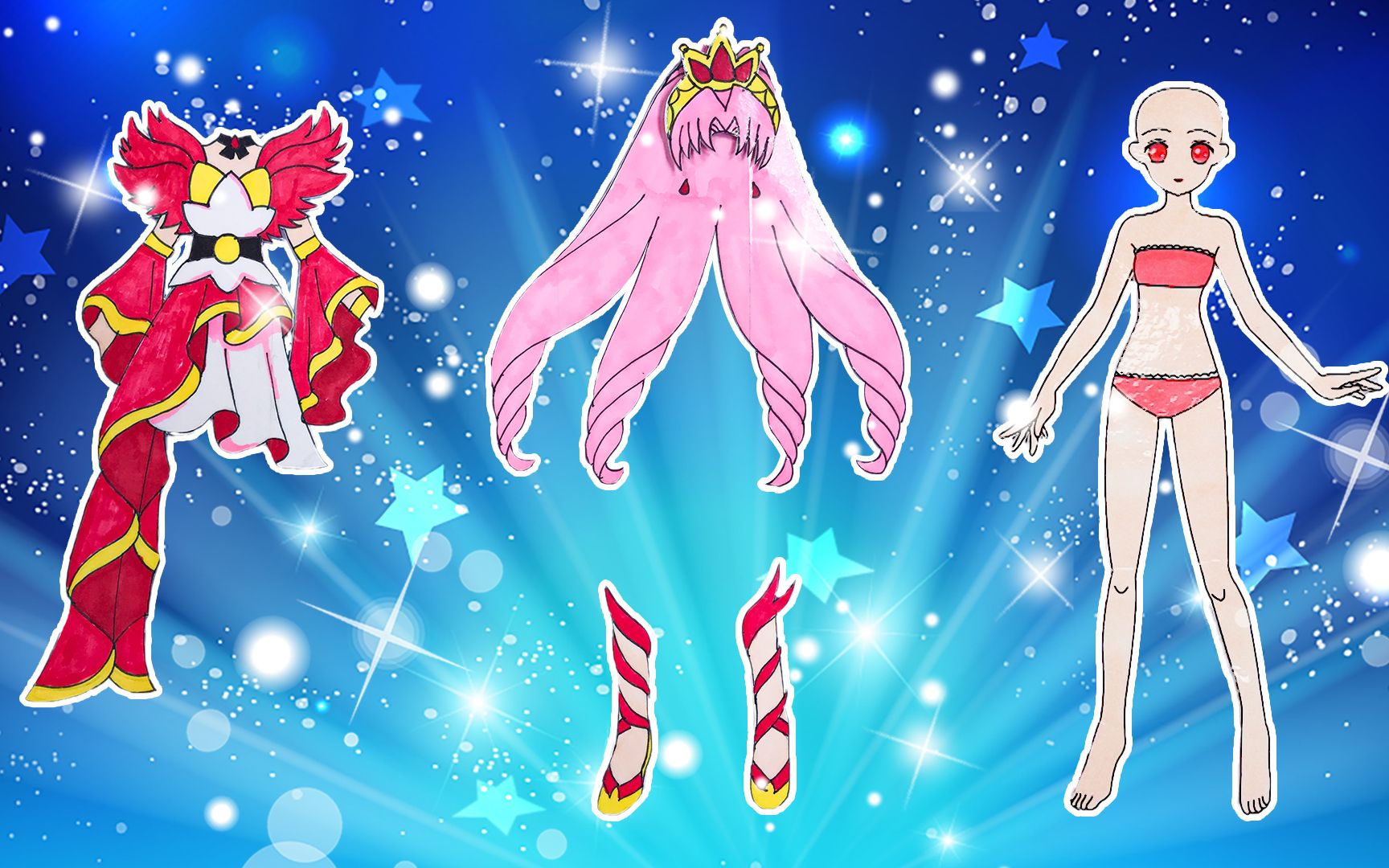 手工纸娃娃玩具:纸娃娃装扮,光之美少女红城永久装扮_哔哩哔哩 (゜-゜