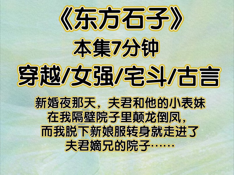 名《东方石子》新婚夜那天,夫君和他的小表妹在我隔壁院子里颠龙倒凤,而我脱下新娘服转身就走进了夫君嫡兄的院子,嫡兄有钱有权还身怀爵位,除了双...