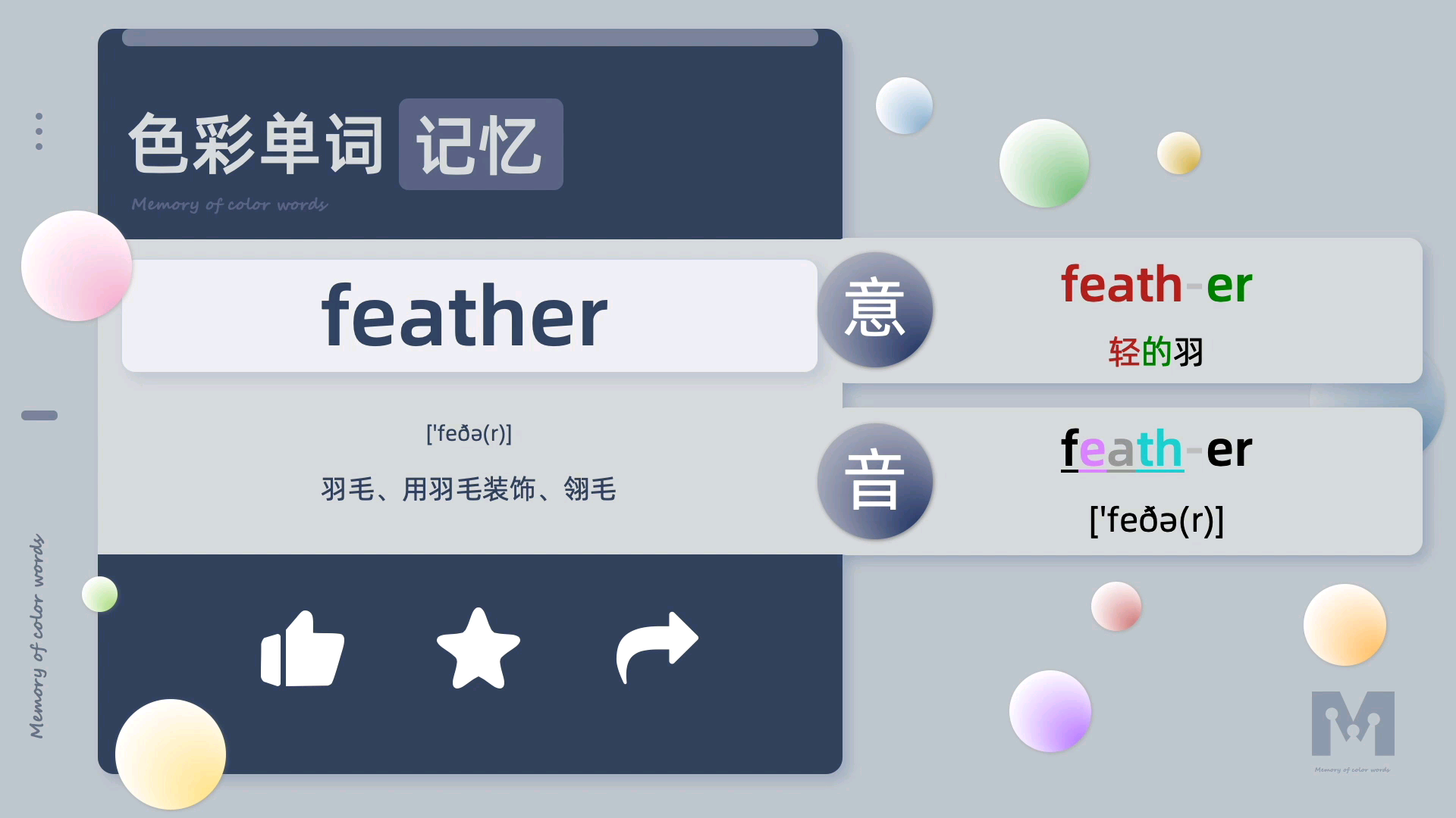 色彩单词记忆feather自然拼读词根词缀高中四级六级单词哔哩哔哩bilibili