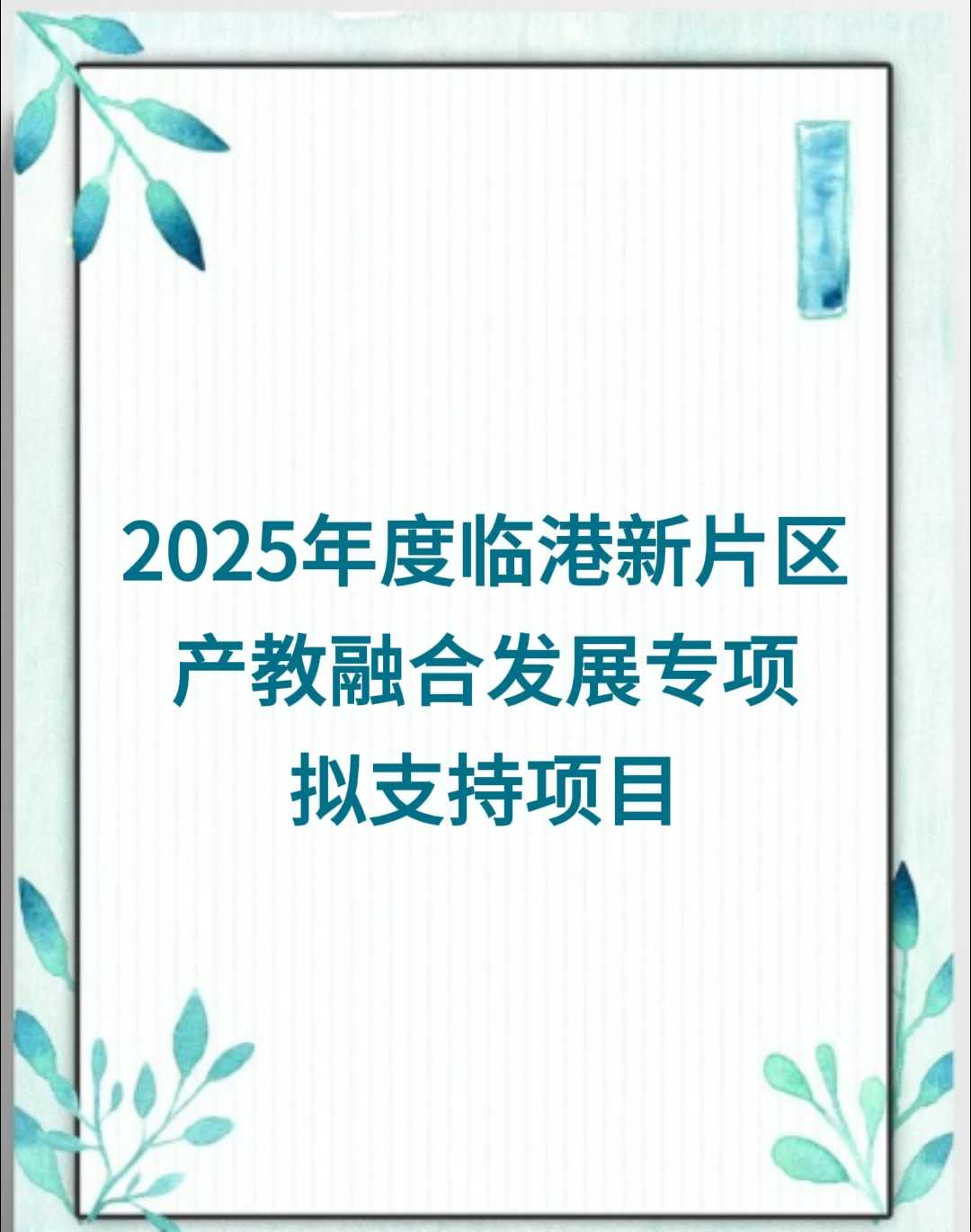 2025年度临港新片区支持产教融合发展专项拟支持项目的通知