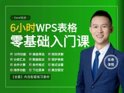 【全套】WPS Office零基础入门20课 | 免费课程 ↓ 一键三连 ↓  职场高频应用功能全覆盖/Excel社长/Excel技巧/WPS表格/办公软件