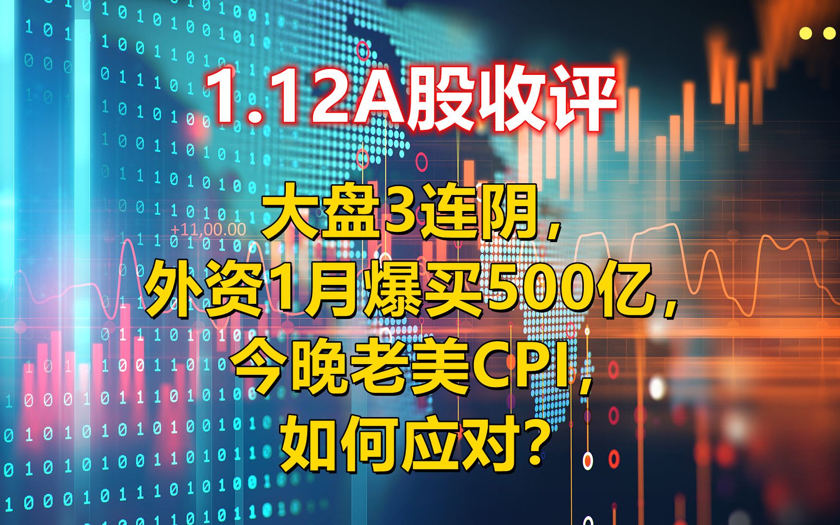 1.12收评,大盘3连阴,外资1月爆买500亿,今晚老美CPI,如何应对哔哩哔哩bilibili