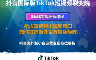 抖音国际版运营实战课程亚马逊速卖通跨境电商独立站引流变现短视频直播爆粉直播带货课程