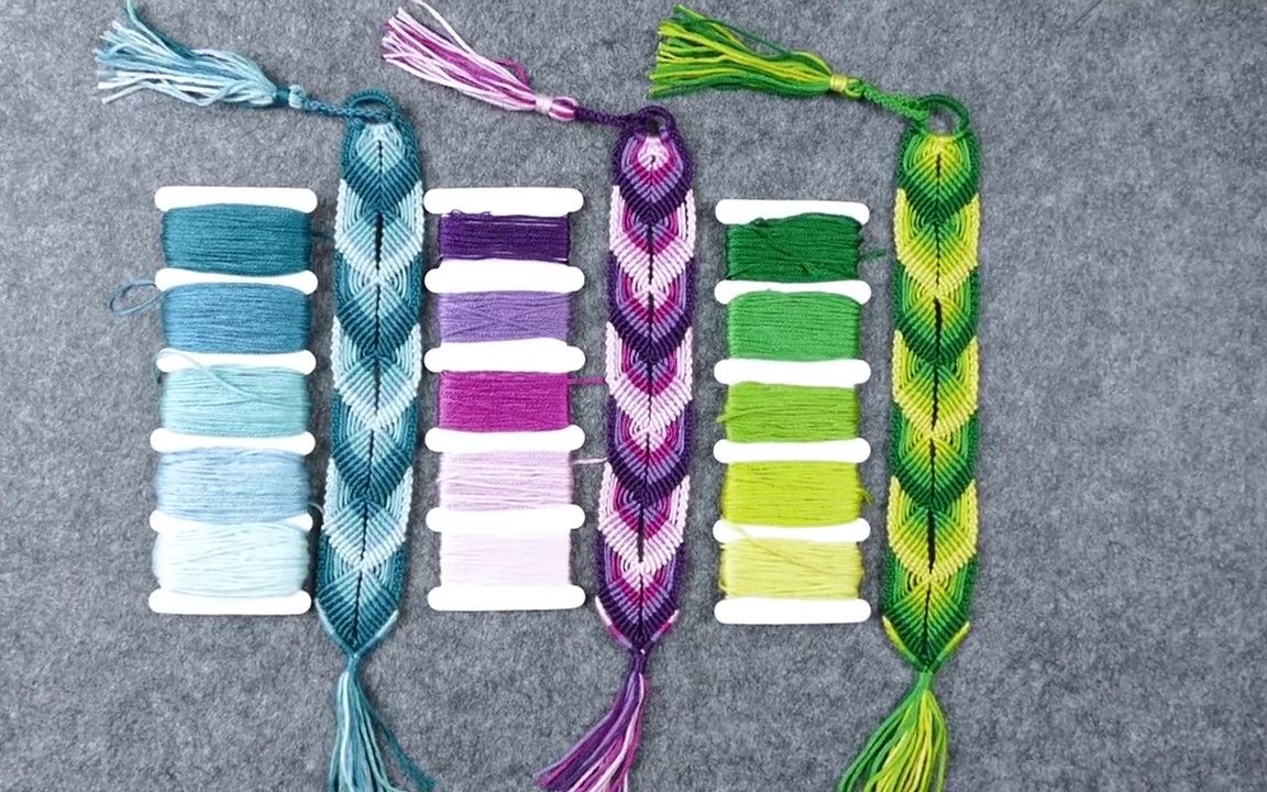 用绣花线也可以编织漂亮的书签,还是彩虹色的
