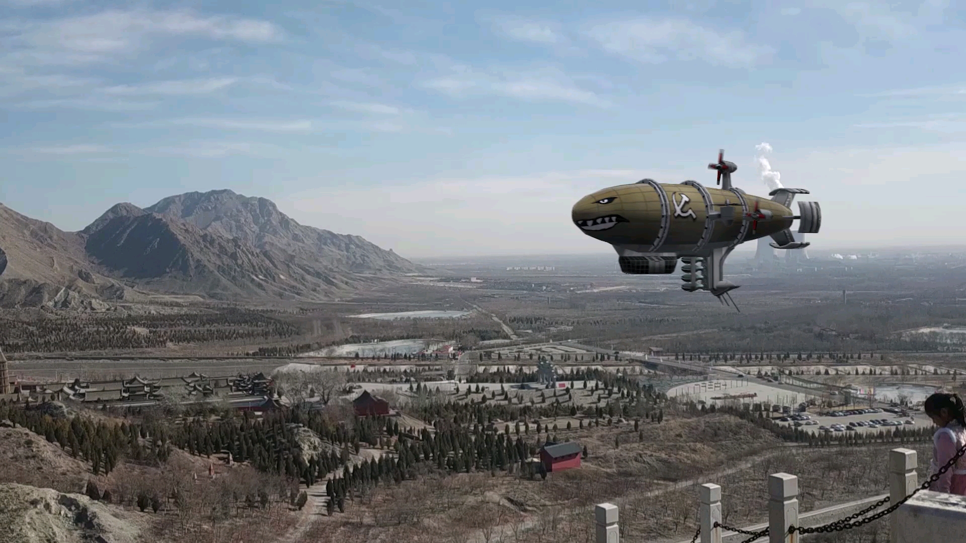 e3d实景合成红警基洛夫飞艇