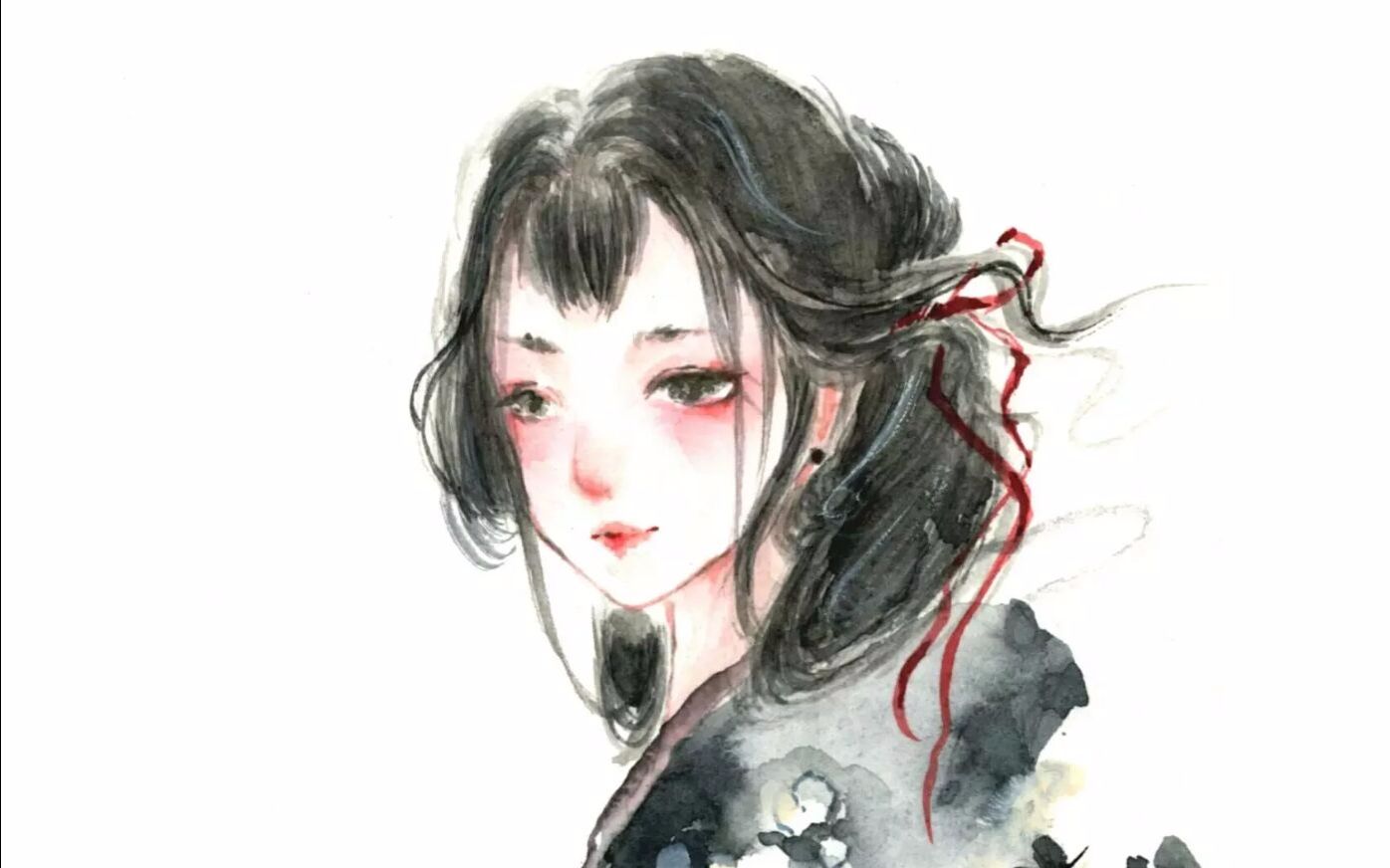 水彩手绘古风美人简单水彩古风美人头像