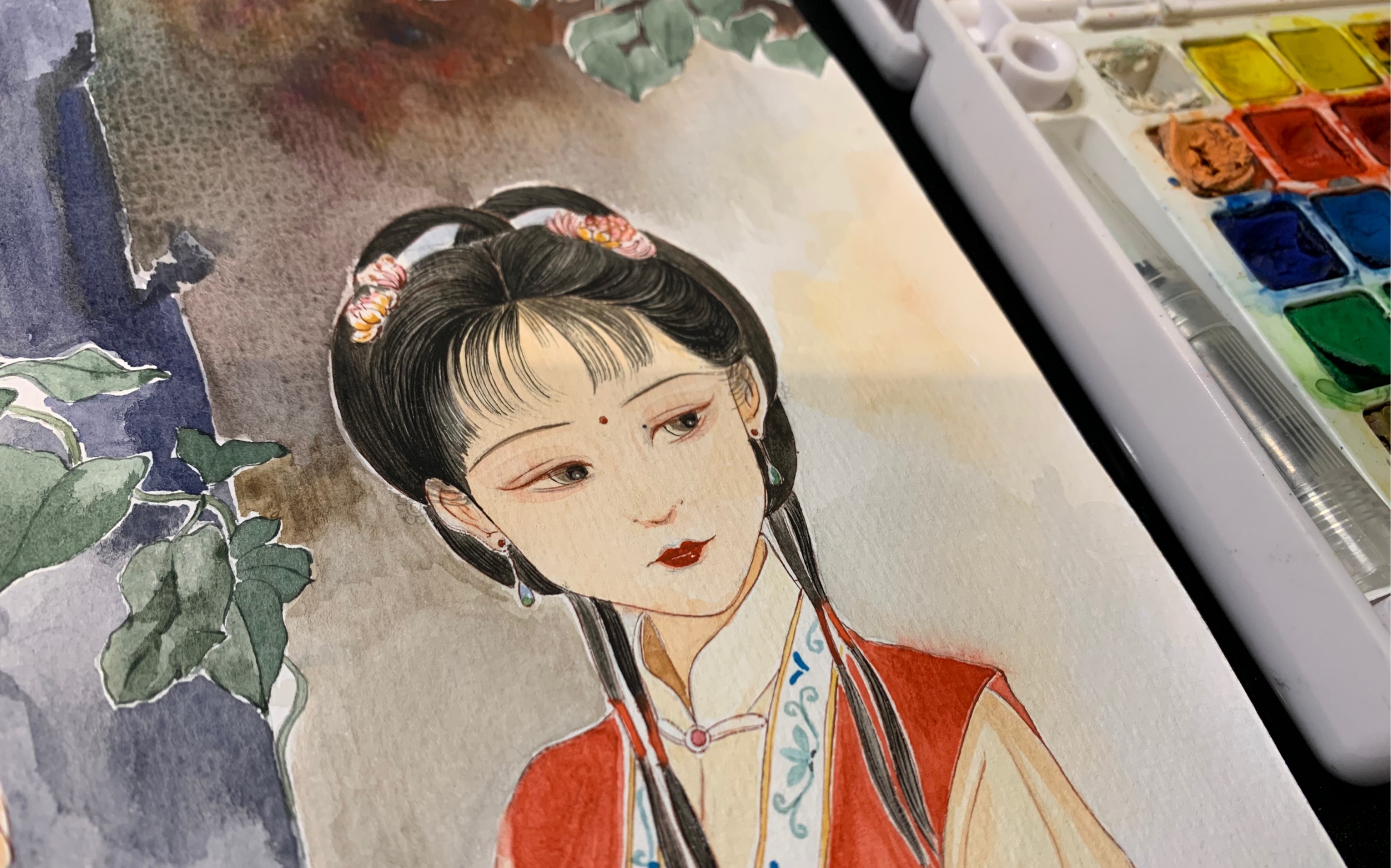 【水彩红楼梦系列-香菱】命运转折葫芦庙,曾经的大小姐_哔哩哔哩