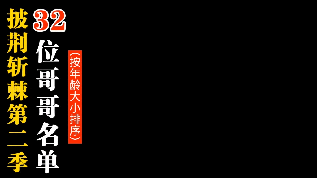 [图]披荆斩棘第二季32位哥哥阵容名单（按年龄大小排序）