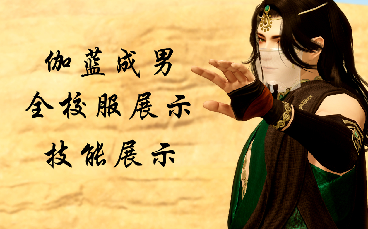 【一梦江湖】伽蓝成男全校服展示 技能展示 部分神龙帮剧情