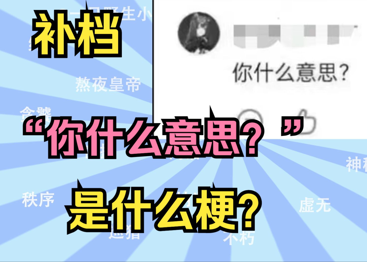 【第一次补档】“你什么意思?”是什么梗?游戏杂谈