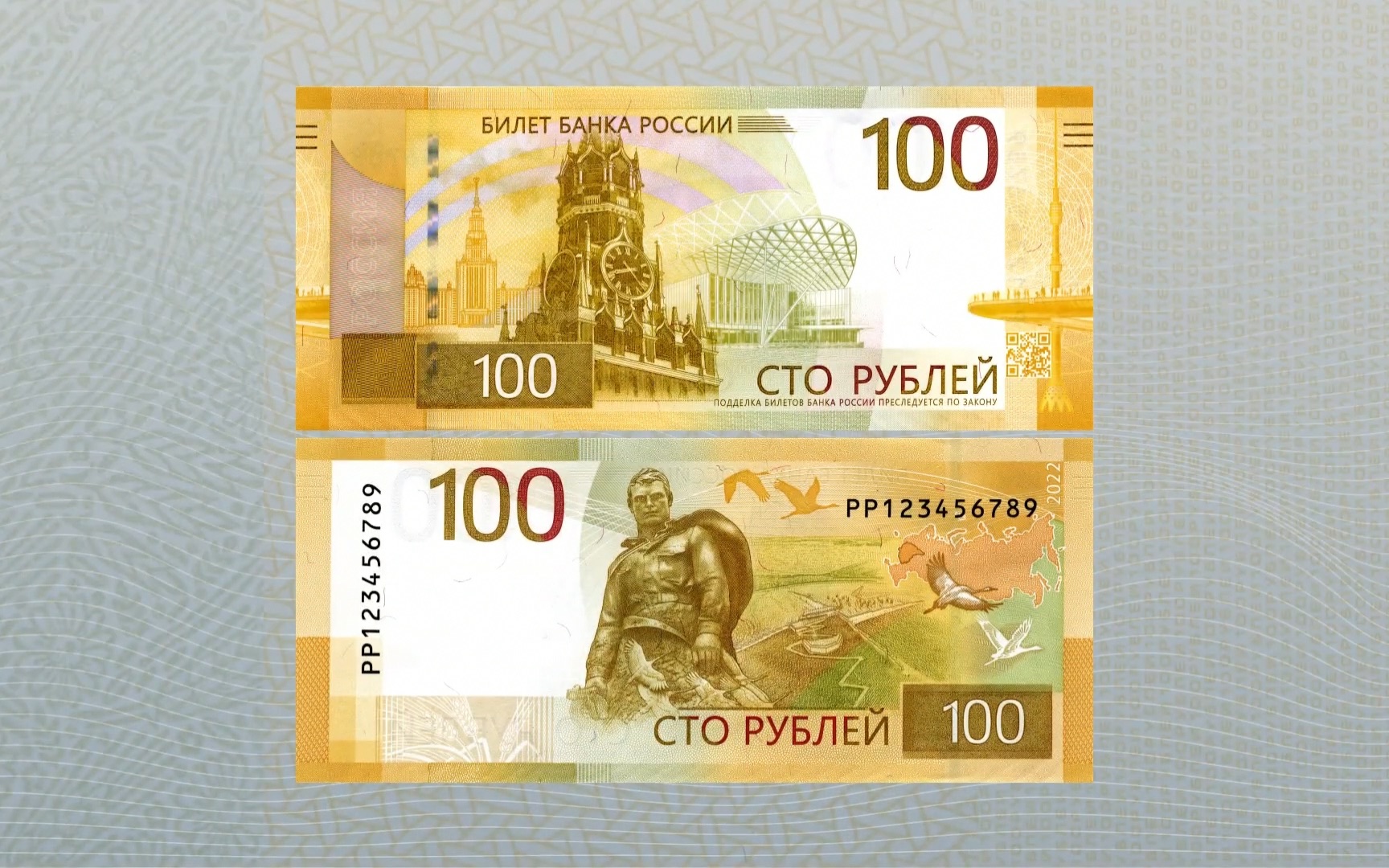 俄罗斯2022年新版100卢布纸币介绍官方宣传片及发布会展示