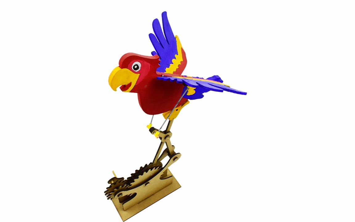 转动齿轮鹦鹉就能挥翅膀!没机械天赋的真难看懂原理