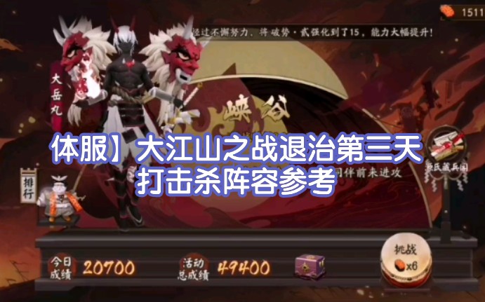 【体服】大江山之战第三天退治击杀阵容参考