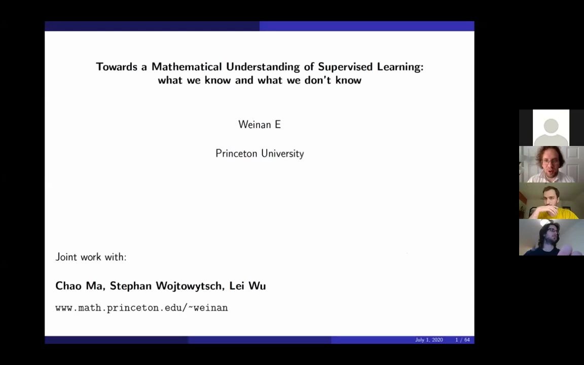 [图]Weinan E - Towards a mathematical understanding of supervised learning