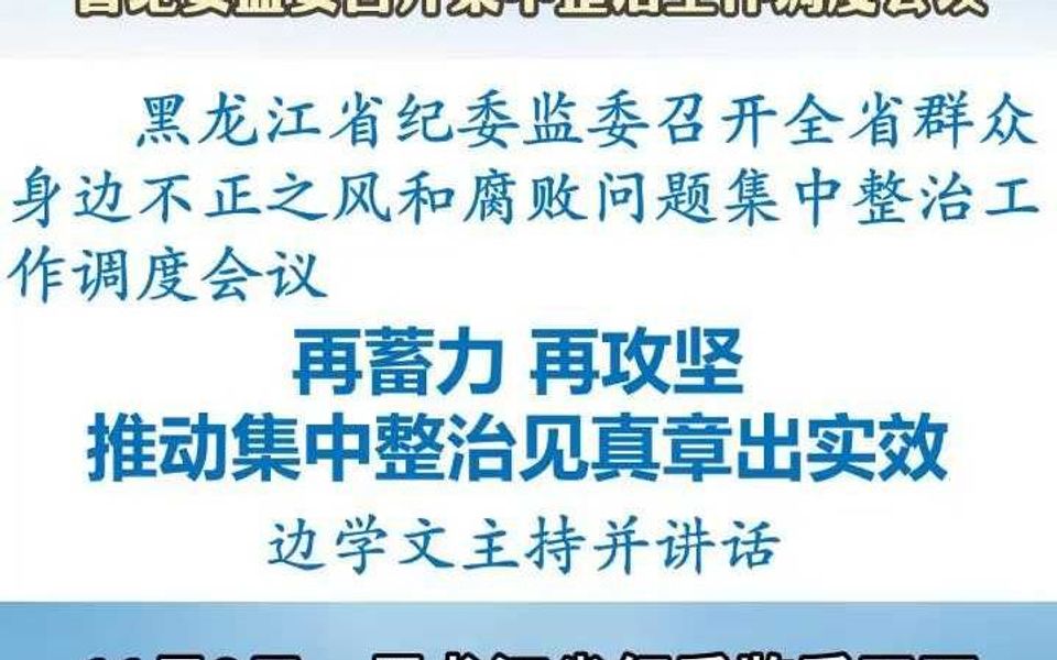 黑龙江召开全省群众身边不正之风和腐败问题集中整治工作调度会议哔哩哔哩bilibili