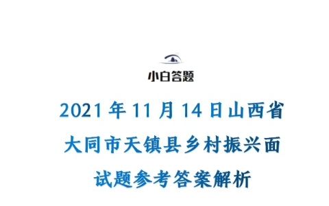 2021年11月14日山西省大同市天镇县乡村振兴面试题参考答案解析哔哩哔哩bilibili