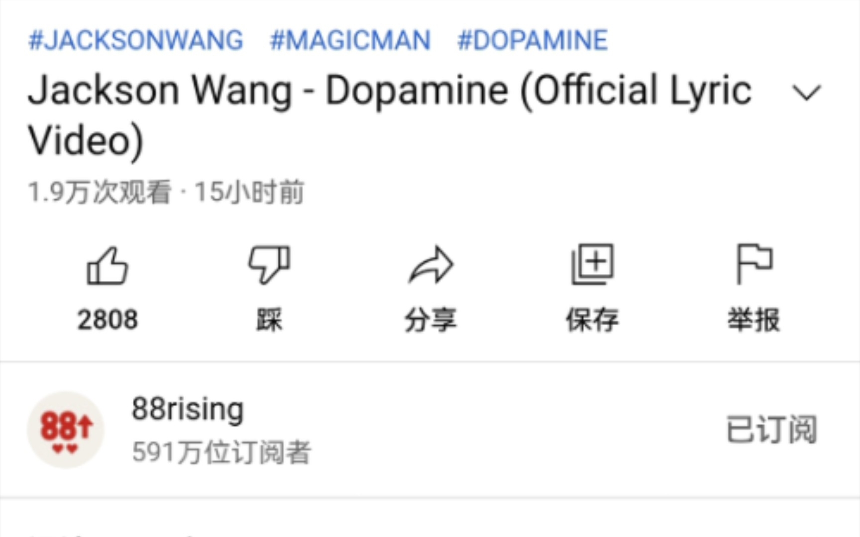 [图]转【王嘉尔】MV Dopamine 多巴胺 ❾ | 新专 MAGIC MAN