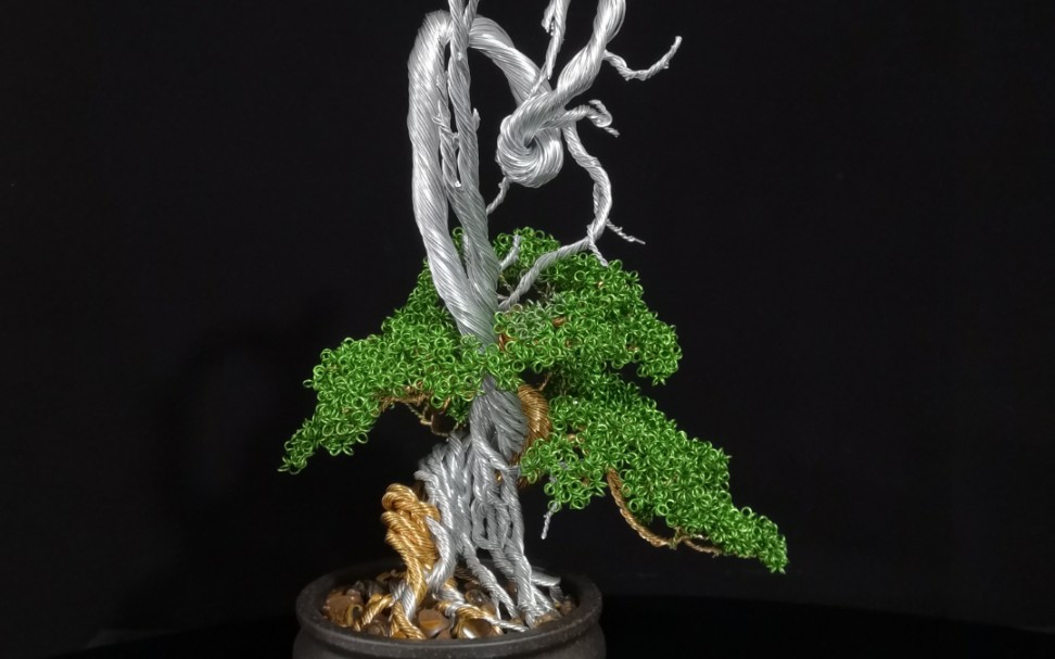【金属丝盆景】枯枝嶙峋的小柏树