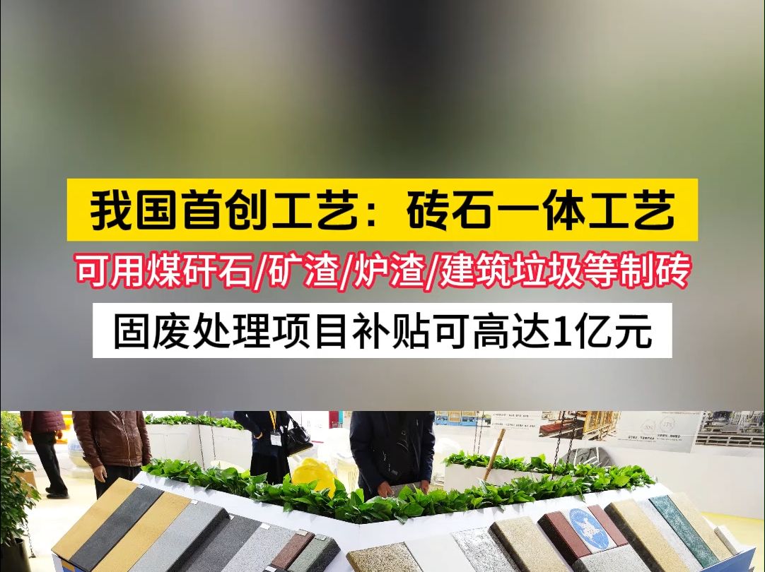 我国首创工艺:砖石一体工艺,可用煤矸石/矿渣/炉渣/建筑垃圾等制砖,固废处理项目补贴可高达1亿元.哔哩哔哩bilibili