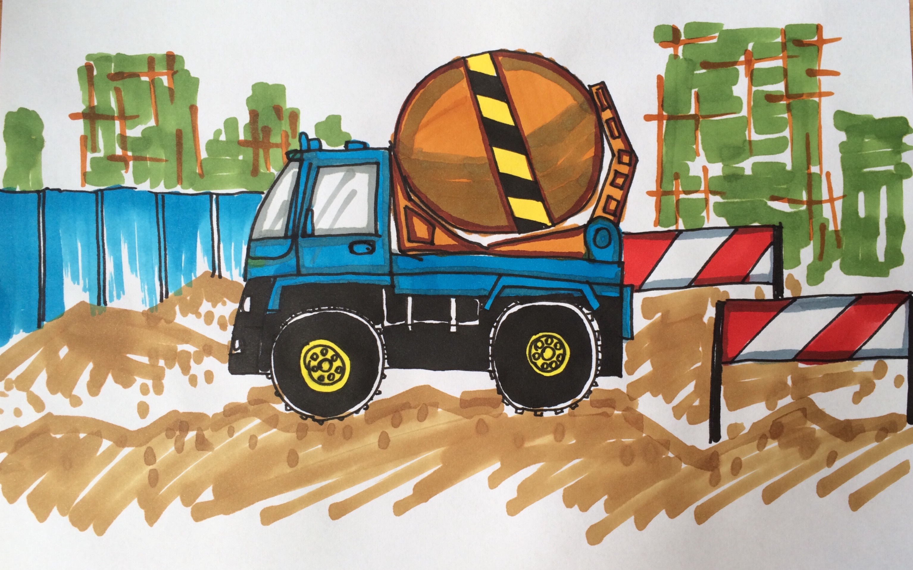 搅拌车的画法_哔哩哔哩_bilibili