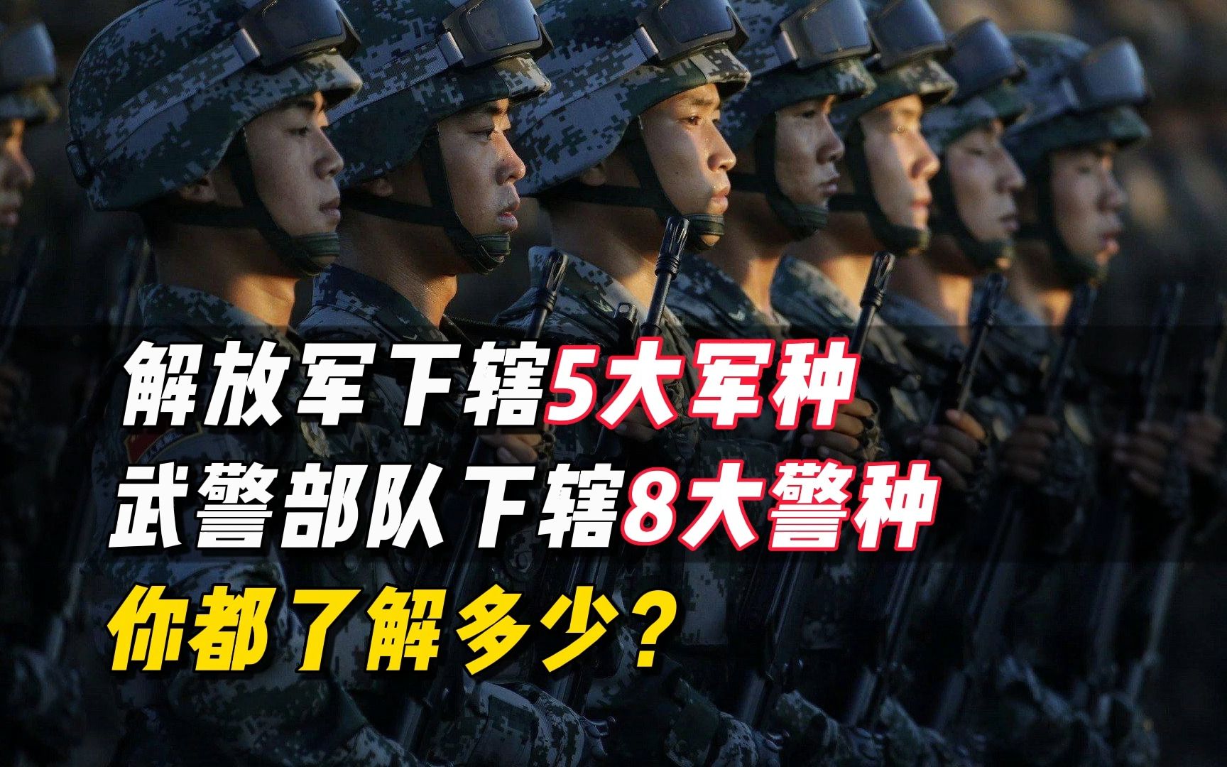 [图]解放军下辖5大军种，武警部队下辖8大警种，你都了解多少？