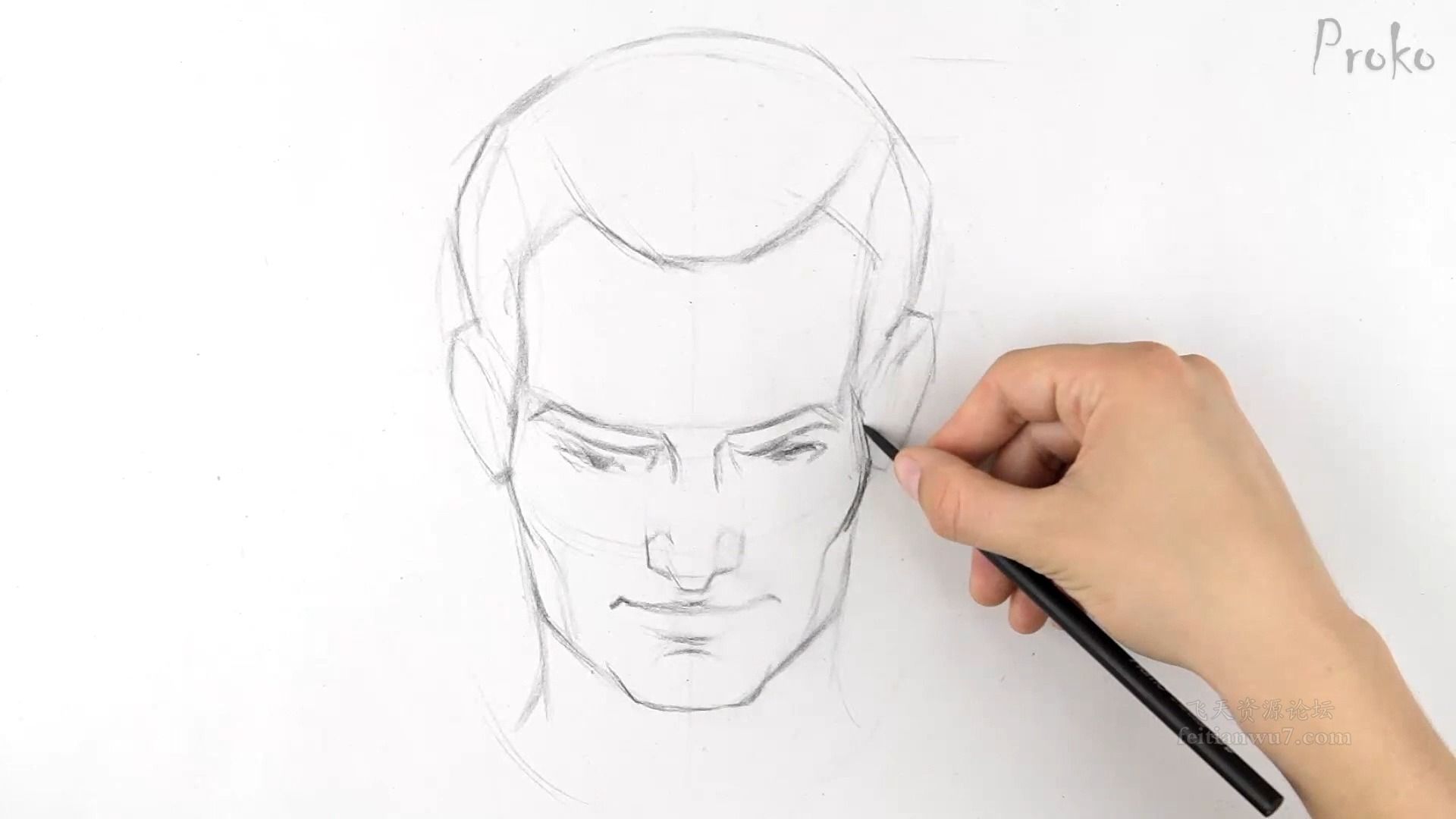 路米斯正面低头肖像画法示范