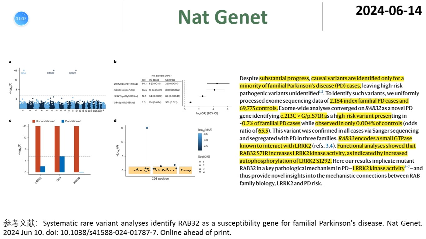 Nature genetics—神经遗传学研究重磅:遗传学研究表明RAB32是家族性帕金森病的易感基因哔哩哔哩bilibili