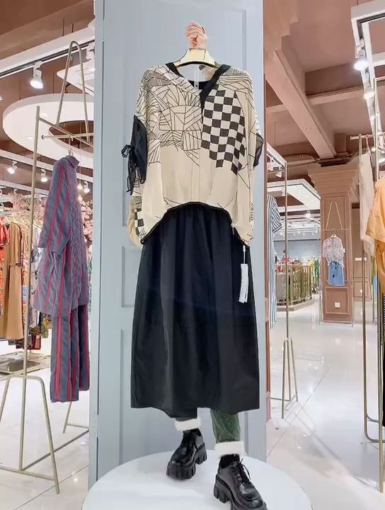 品牌折扣女装艾沸v领气质连衣裙视频看货