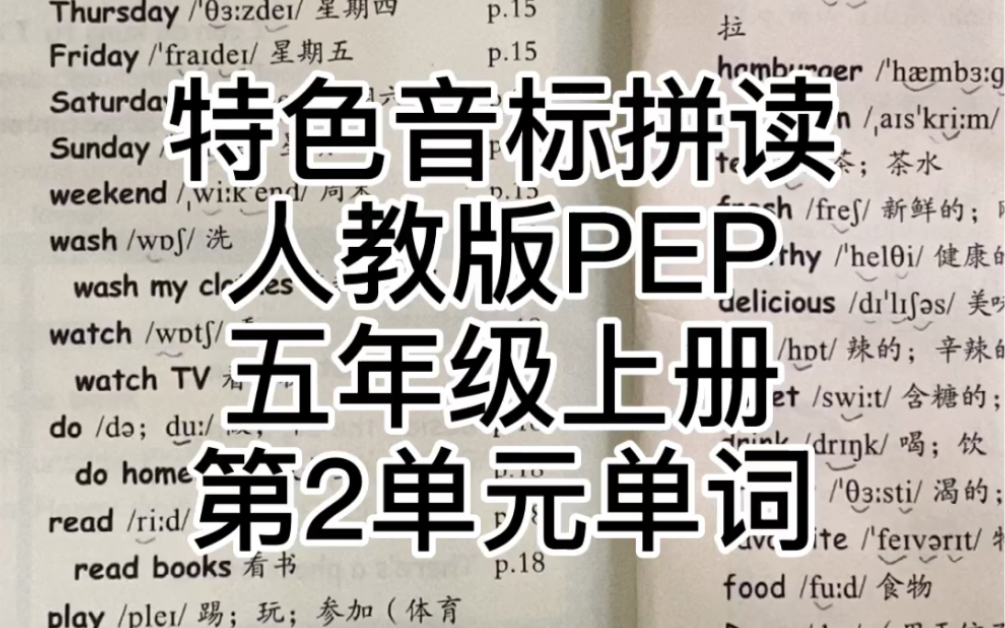 特色音标拼读人教版PEP五年级上册第2单元单词哔哩哔哩bilibili