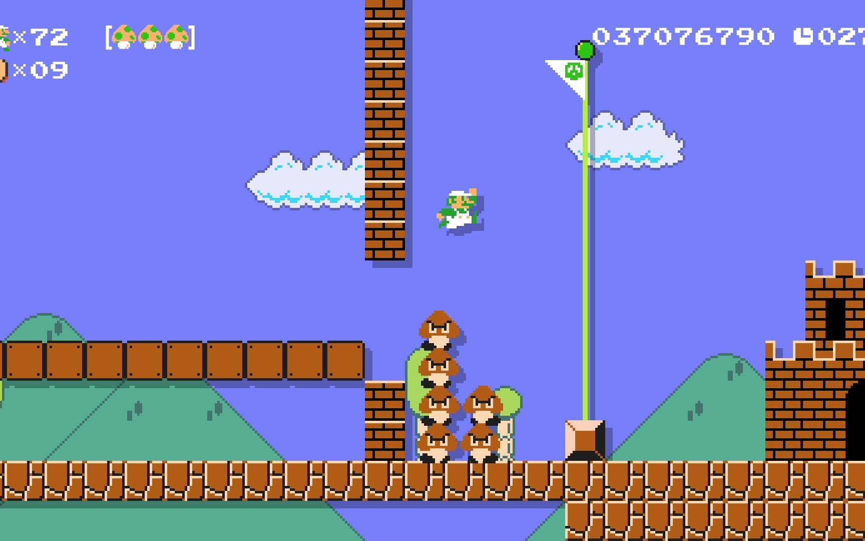 超级马里奥制造892:路易基大战"卡美克",顶问号砖块铺路寻找终点