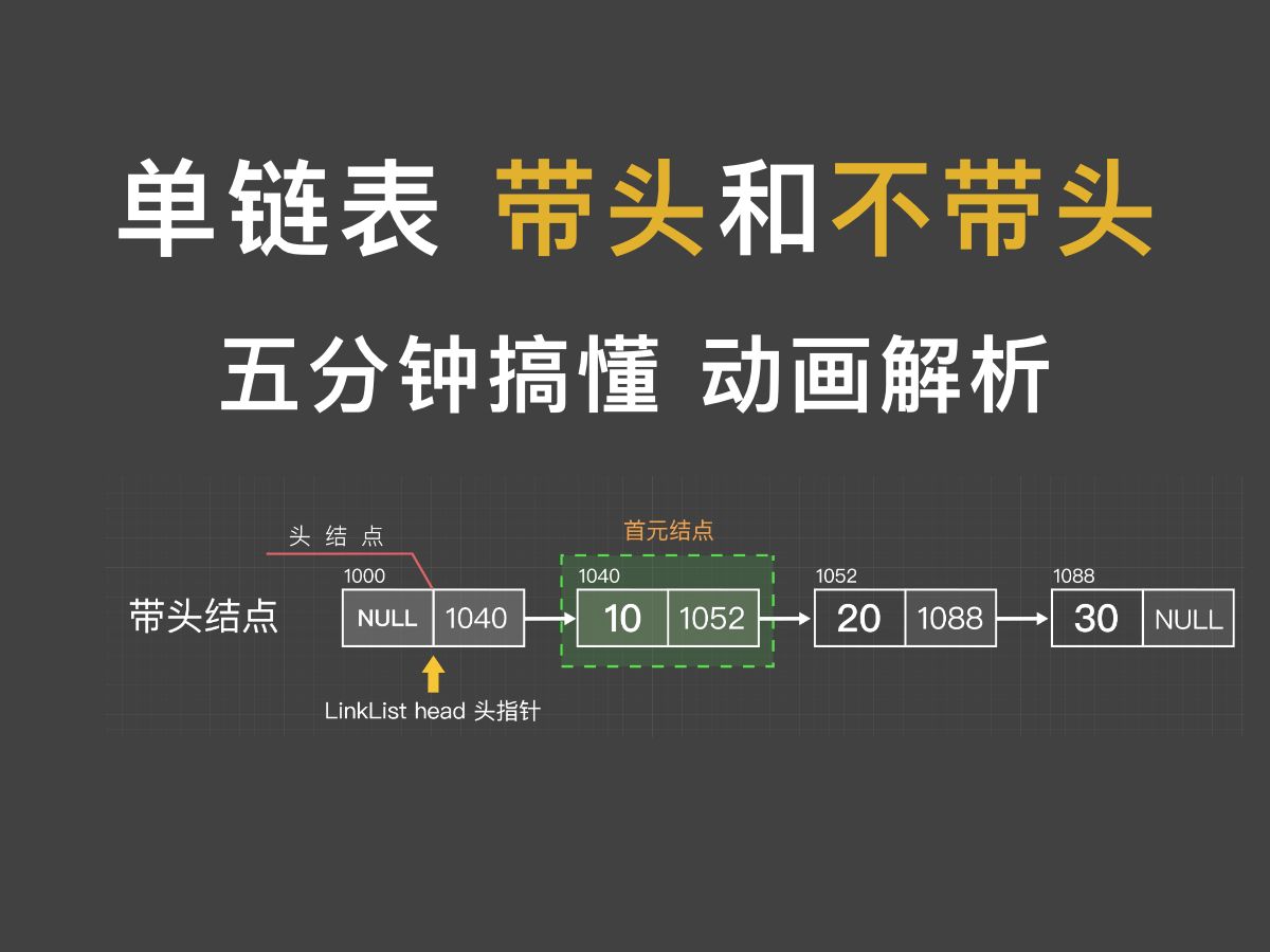 单链表的带头和不带头结点有啥区别?数据结构与算法哔哩哔哩bilibili