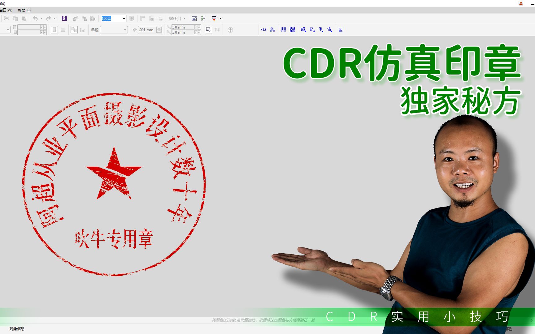 利用CDR如何做一枚做仿真印章?我教你,学会了不要告诉别人哔哩哔哩bilibili