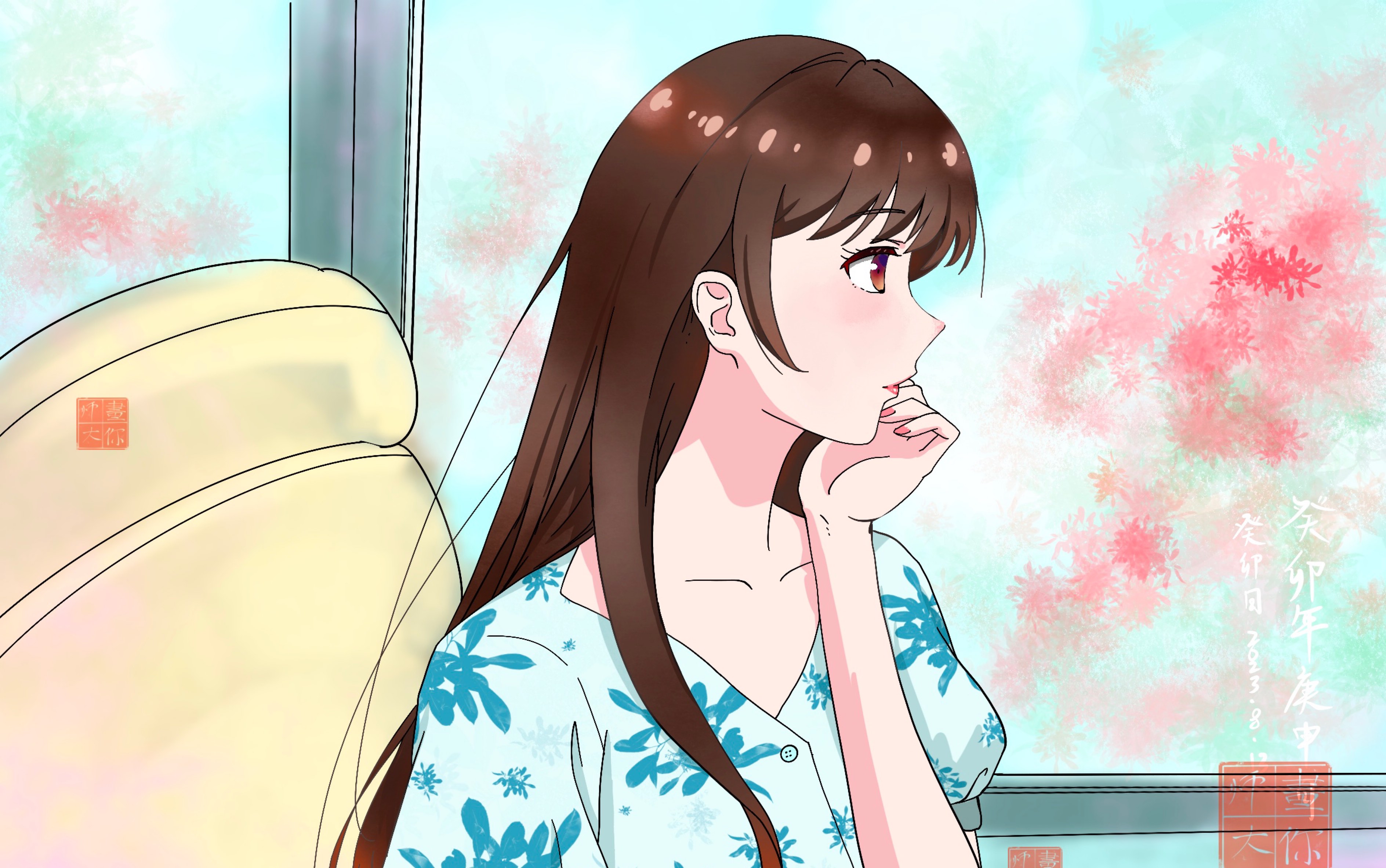 【绘画过程】靠窗的少女——水原