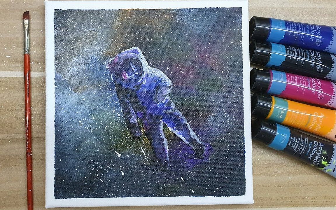 【丙烯画】【绘画教程】如何画宇航员How to paint a spaceman哔哩哔哩bilibili