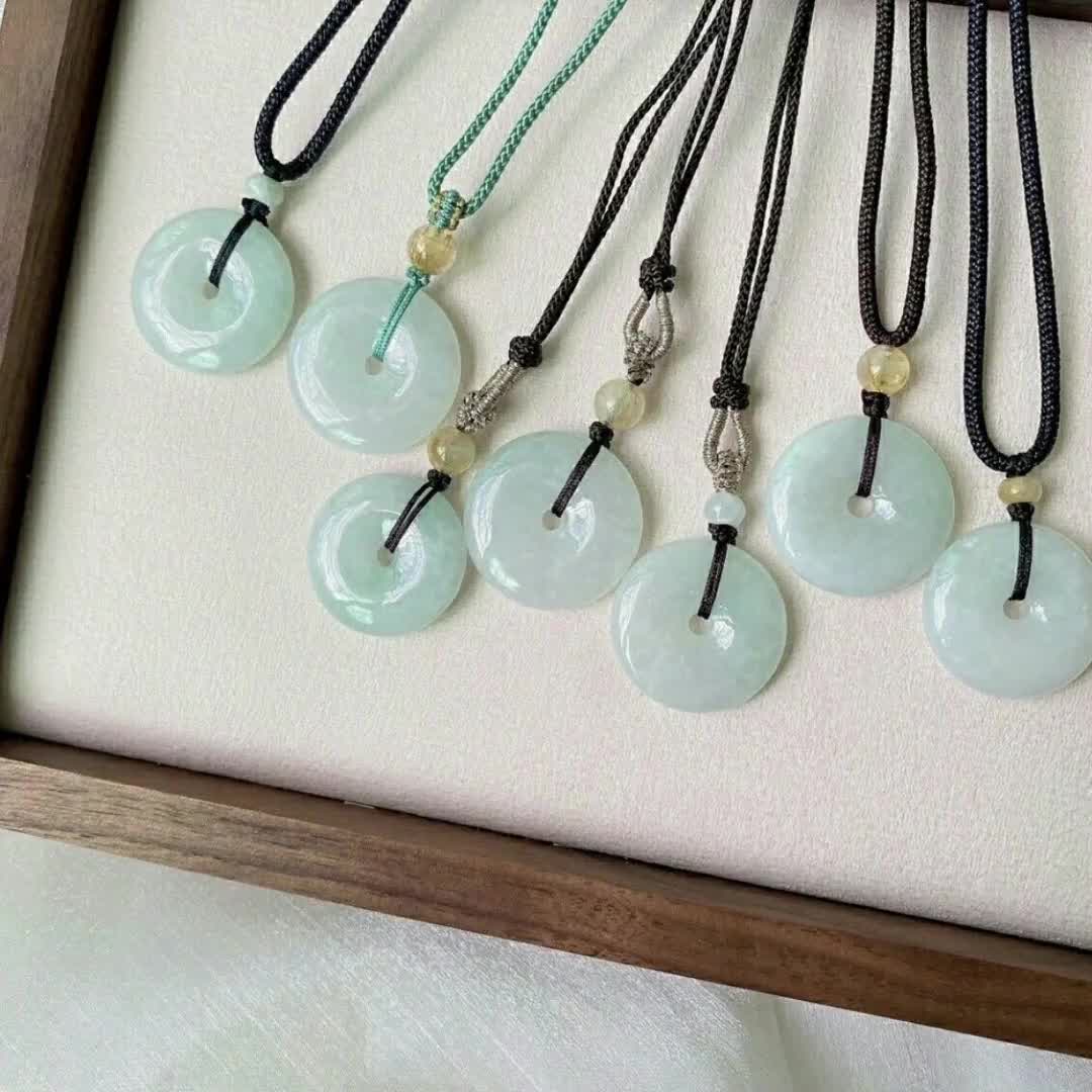 缅甸正品a货阳绿翡翠平安扣吊坠豆种糯种飘花满绿老坑圆扣男女款6260