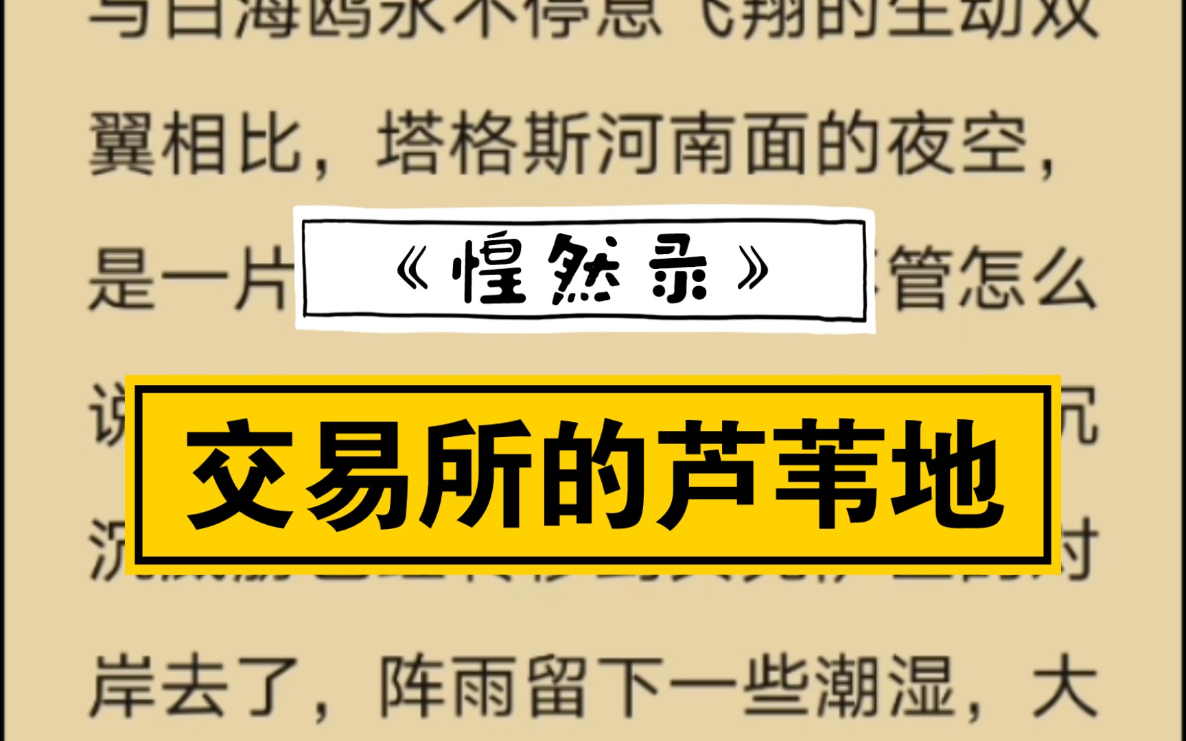 【一起读书|惶然录】一片属于狩猎者也属于恐惧的土地|交易所的芦苇地哔哩哔哩bilibili