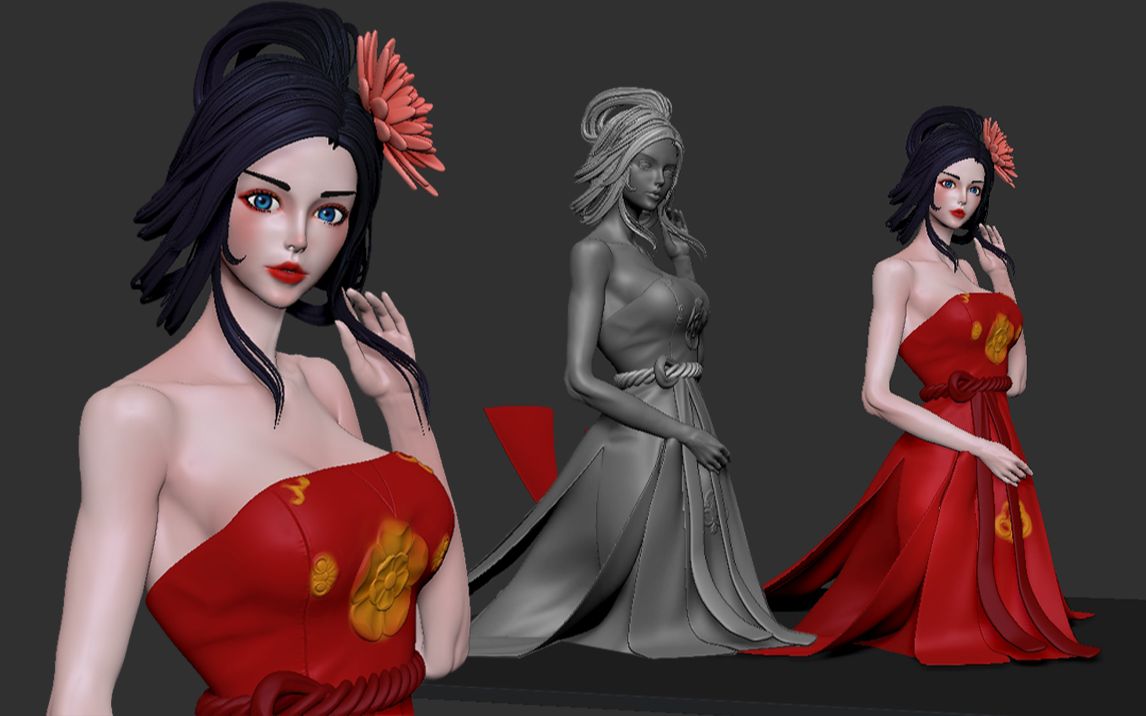 zbrush女人体雕刻上色方法与技巧讲解3d人物角色建模教程